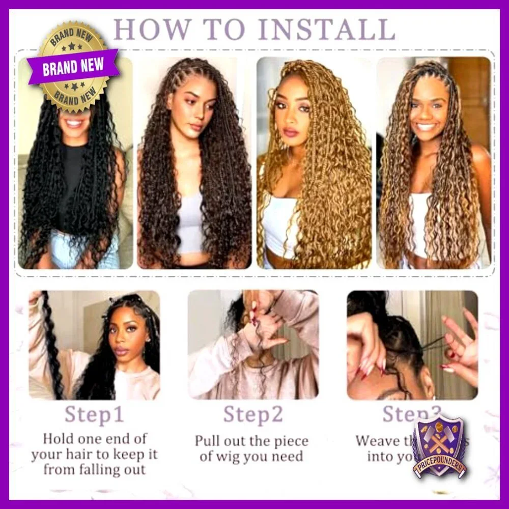 18 Inch Deep Wave Human Hair Extensions 100g 4 Bundles Boho Braids